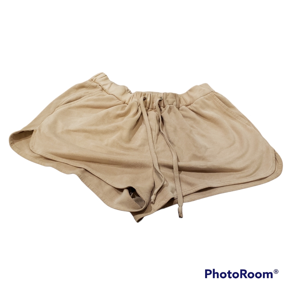 Tan suede lounge shorts, S